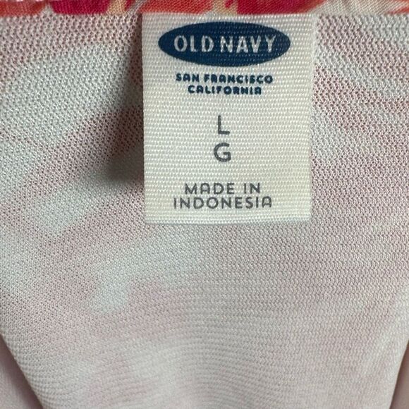 Old Navy Hawaiian luau pink tuck pleated tropical shift sundress size large - Picture 4 of 6